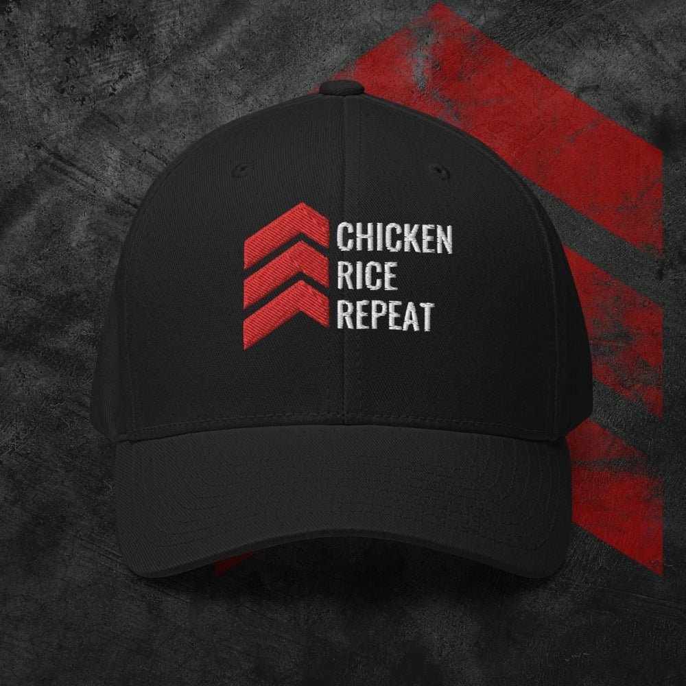 "Chicken. Rice. Repeat." Structured Twill Hat (Black) - 1st Detachment