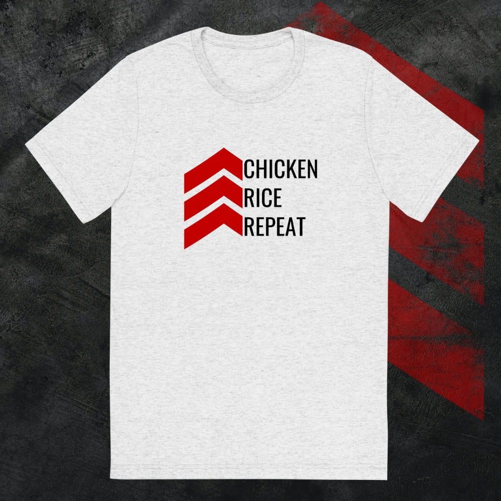 White Chicken Rice Repeat T-Shirt For Bodybuilders